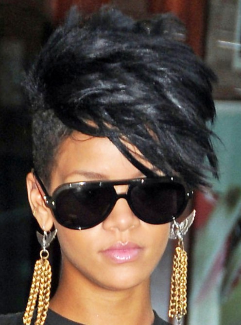 Rihanna Black Fauxhawk Hairstyle