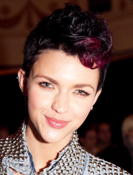 Short Colored Fauxhawk Hairstyle for women