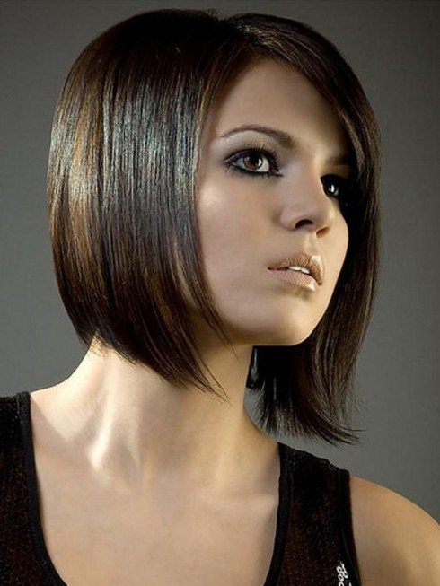 Trendy short red bob haircut with blunt bangs