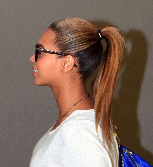 Beyonce Knowles Sleek High Ponytail Hairstyle