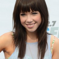 Cute Layered Long Hairstyle with Blunt Bangs