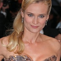 Celebrity Diane Kruger Half Up Half Down Hairstyle