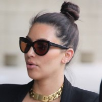 Kim Kardashian Casual Top Hair Knot Hairstyle