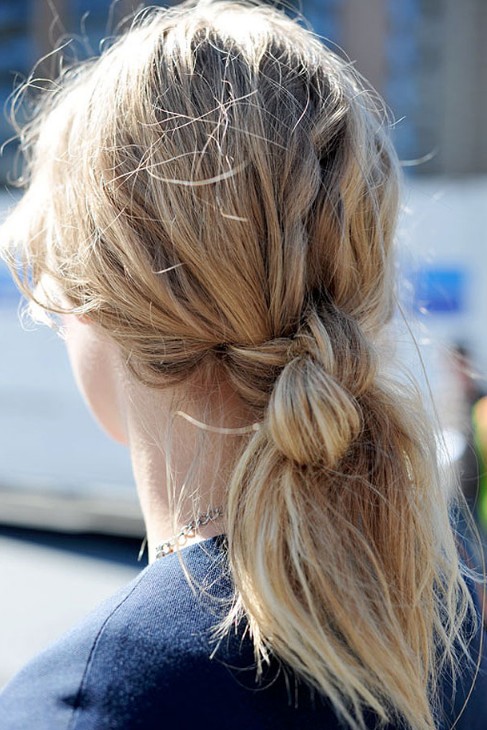 Back view of Double Hair Knot - Hair Knot Ponytail - Hairstyles Weekly