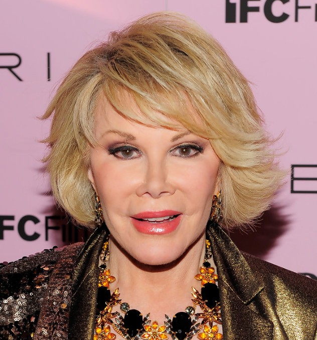 Joan Rivers short hairstyle with side swept bangs