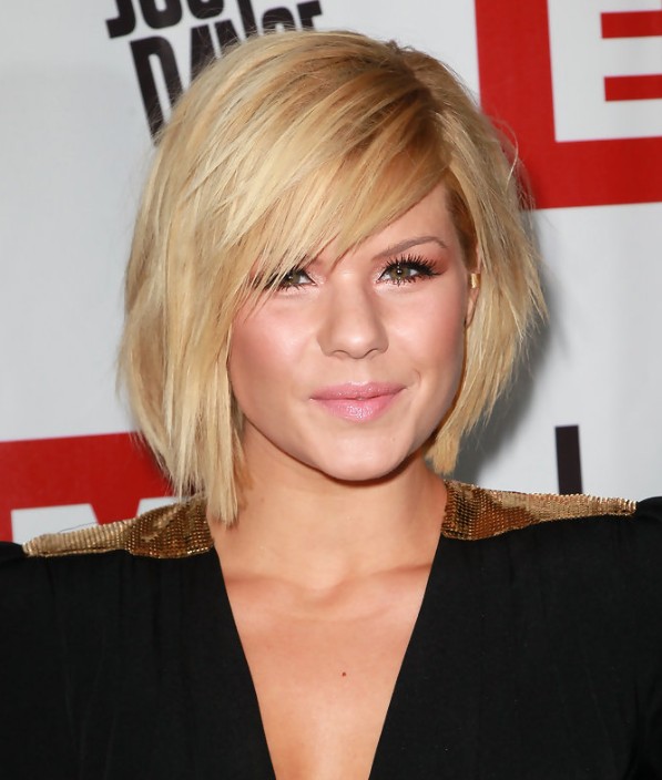 Kimberly Caldwell Short bob hairstyle with side swept bangs