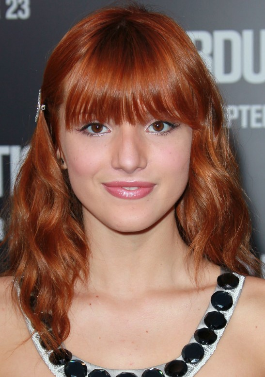 Bella Thorne Long Red Wavy Hairstyle with Bangs - Hairstyles Weekly