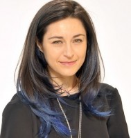 Long Sleek Straight Hairstyle with Brilliant Blue Tips