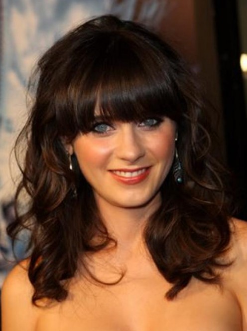 Medium Wavy Hairstyle with Bangs