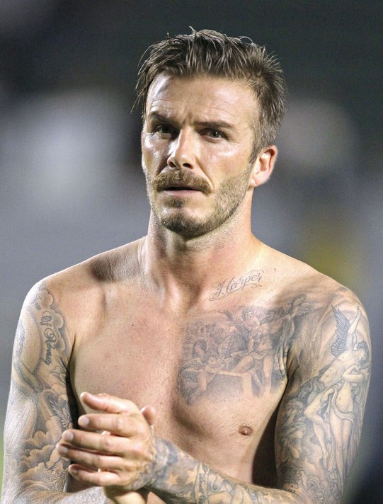 David Beckham Hairstyles and Tattoos 2013