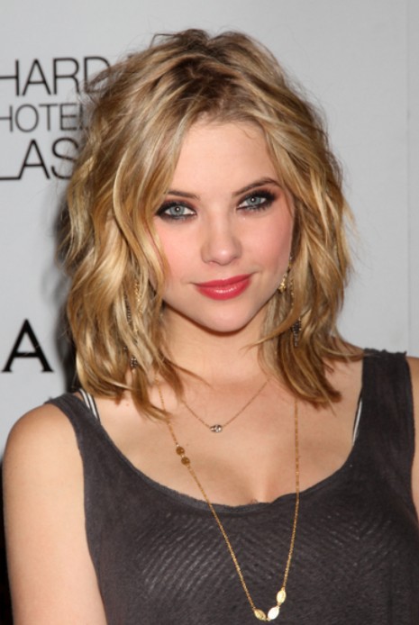 Ashley Benson Medium Wavy Hairstyle with Layers  Hairstyles Weekly