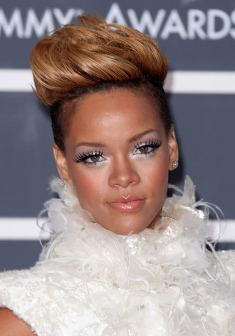 Rihanna Elegant High Quiff Hairstyle