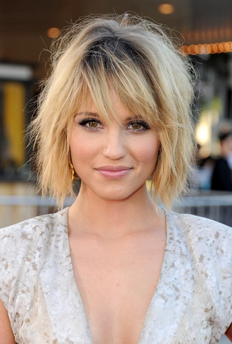 Picture of Dianna Agron Layered Short Bob Hairstyle with Bangs /Getty ...