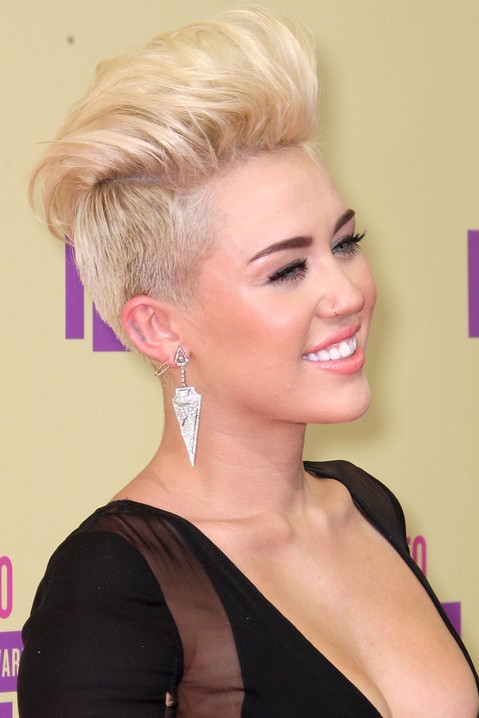 Picture of Miley Cyrus Shaved Soft FauxHawk Hairstyle /Getty Images ...