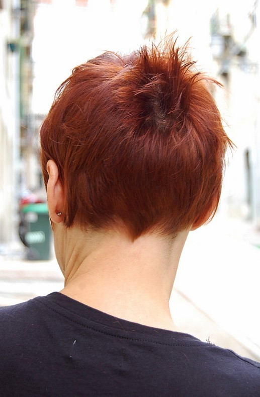 Short Chic Red Haircut with Short Stylish Straight Bangs - Hairstyles