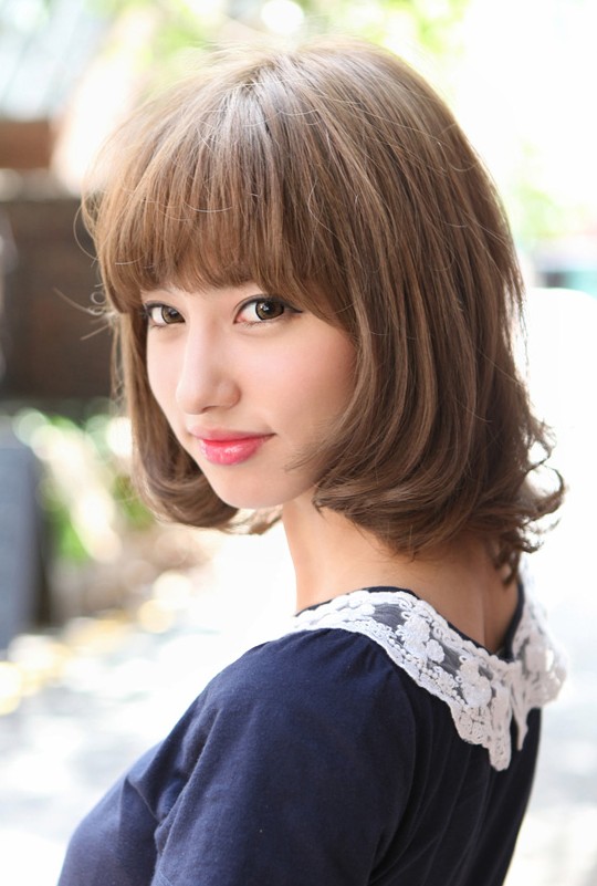 Cute Japanese Bob Hairstyle with Blunt Bangs Hairstyles Weekly