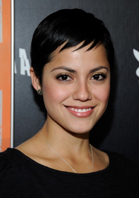 Picture of Sylvia Brindis Short Sleek Black Pixie Cut /Getty Images ...