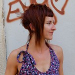 Side View of Trendy Short Long Red Hairstyle
