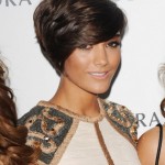 Frankie Sandford Short Deep Side Parted Hairstyle with Bangs