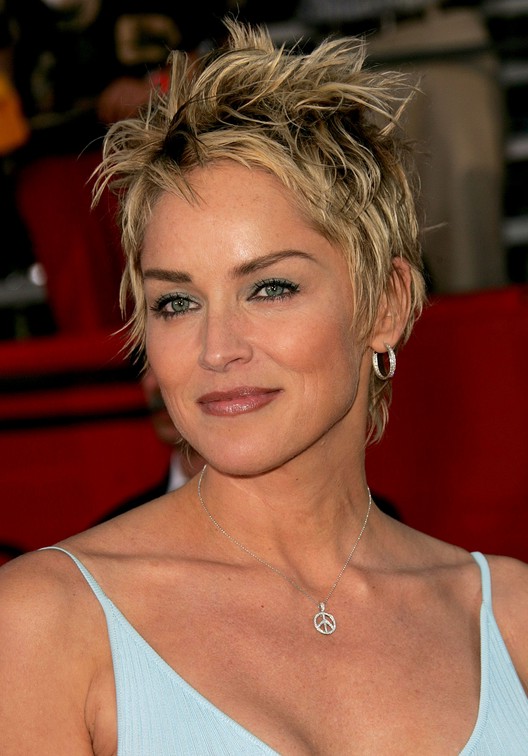 ... tousled short pixie haircut for women over 50: Sharon Stone Hairstyles