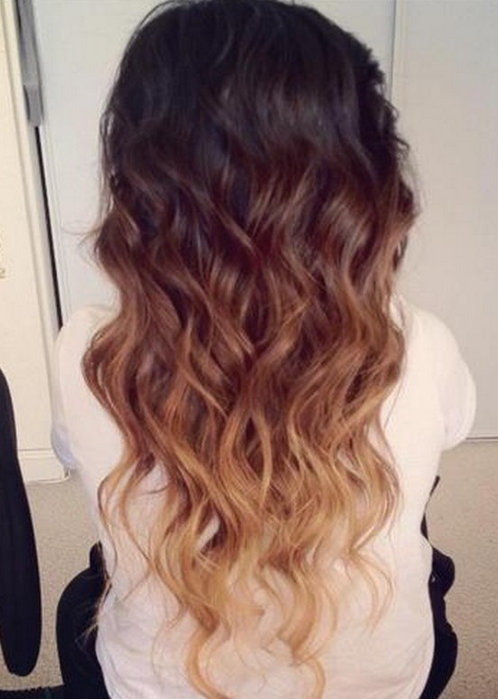 Picture of Ombre Hair Color Ideas: Brown to Blonde Wavy Dip-Dye ...