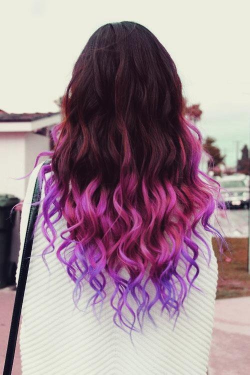 Ombre Hair Color Idea: Brown, Pink, Purple Ombre Hair