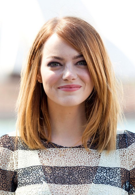 Long Bob Hairstyle for Round Faces – Emma Stone Hairstyles /Getty ...