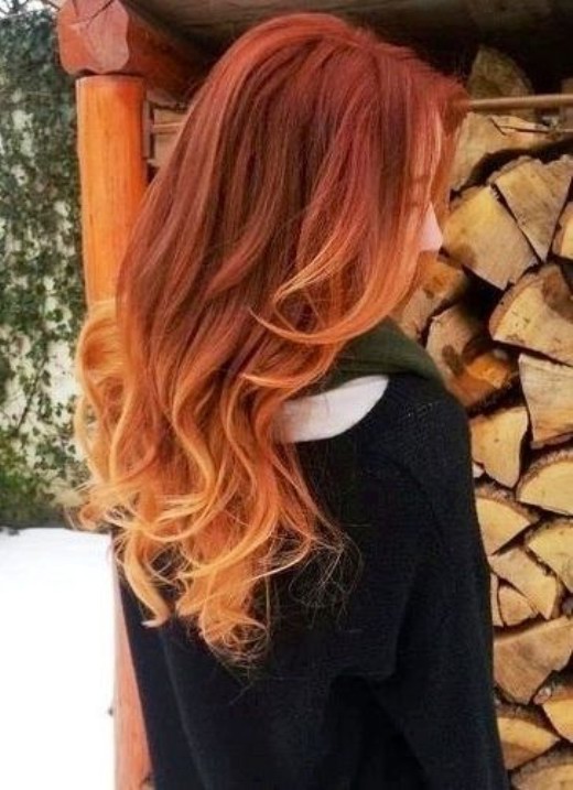 Back View of Red to Blonde Ombre Hair for Spring /tumblr