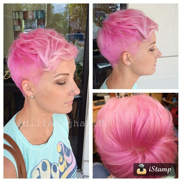 Short Pink Haircut for Women