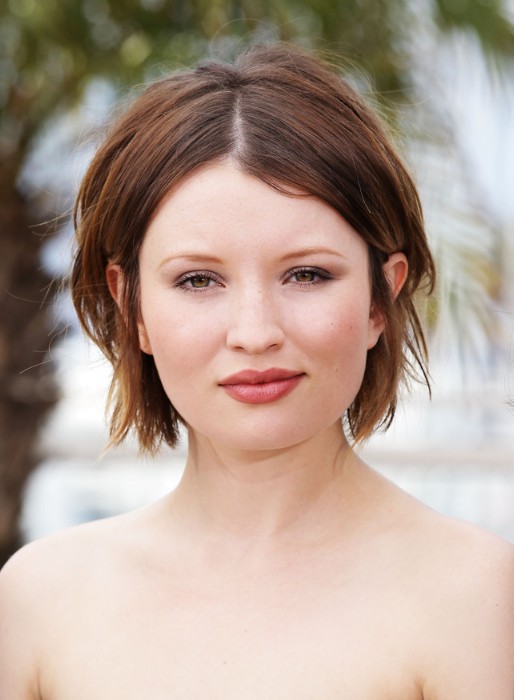 Emily Browning Center Parted Hairstyle