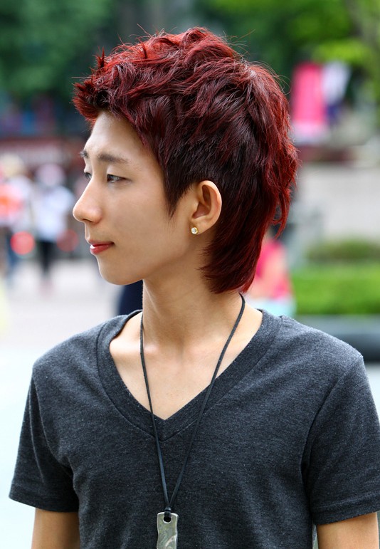 Korean Guys Short Red haircut 2013