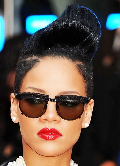 Rihanna Black Pompadour Hairstyle