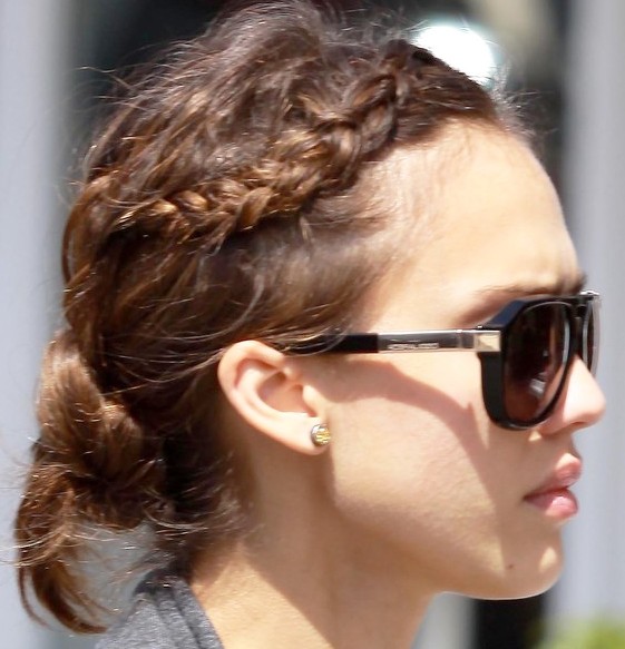 Jessica Alba Cute Braided Bun Hairstyle Hairstyles Weekly