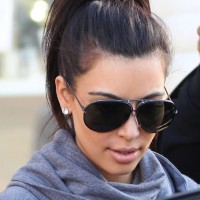 Casual Ponytail Hairstyle from Kim Kardashian