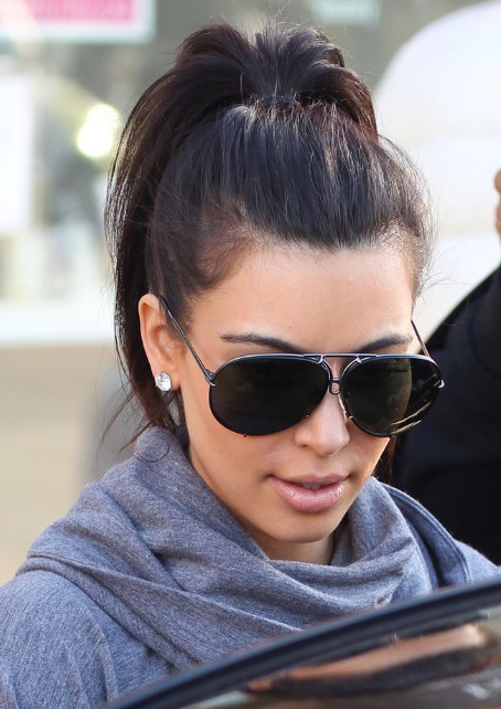 Casual Ponytail Hairstyle from Kim Kardashian - Hairstyles Weekly