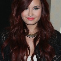 Demi Lovato Long Wavy Red Hairstyle