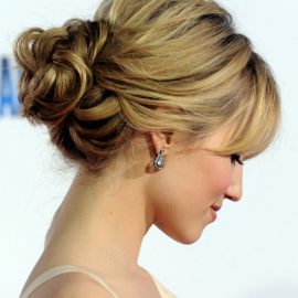 Dianna Agron Romantic Loose Low Bun Updo for Wedding