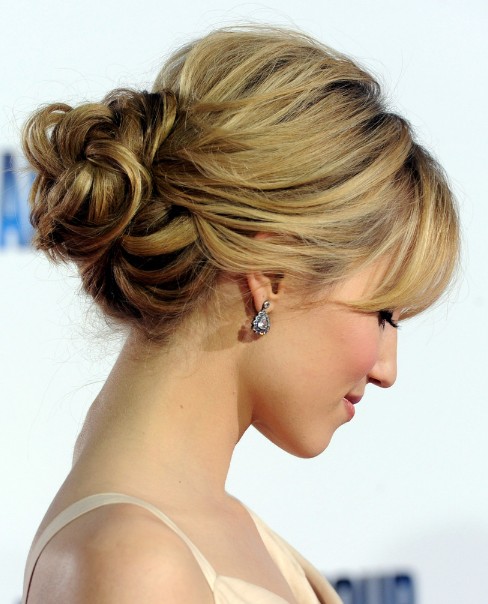 Romantic Loose Low Bun Updo for Wedding from Dianna Agron - Hairstyles ...