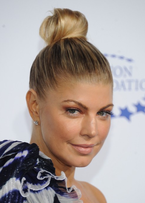 Fergie Top Knot Updo Hairstyle