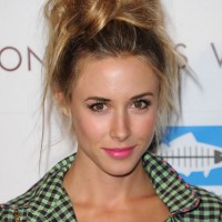Gillian Zinser Messy Top Knot Updo Hairstyle