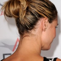 Back View of Bobby Pinned High Bun Updo from Heidi Klum