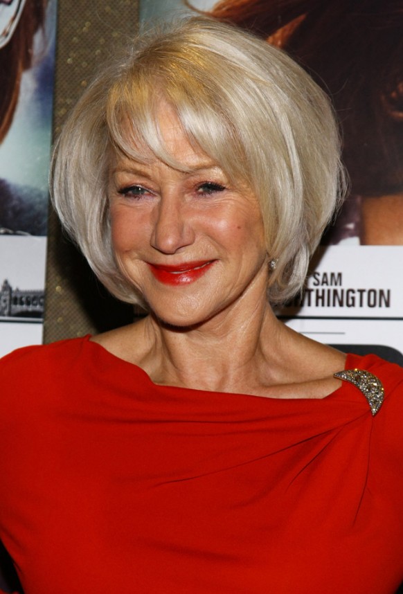 Helen Mirren short bob hairstyle for women over 60s - Hairstyles Weekly