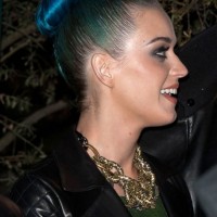 Katy Perry Stylish Blue Bun Updo Hairstyle for Long Hair