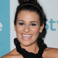 Lea Michele Casual Messy Updo with Headband
