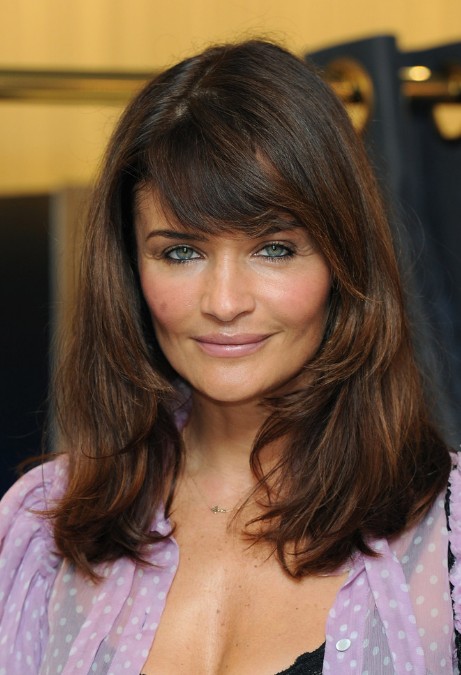 Helena Christensen Long Brown Straight Hairstyle with Bangs