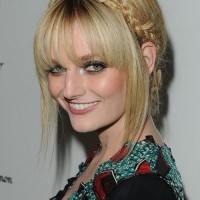 Lydia Hearst Cute Polished Braided Updo with Bangs