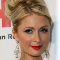 Paris Hilton Sophisticated High Bun Wedding Updo Hairstyle