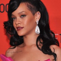 Rihanna Long Black Curly Hairstyle 2012 - 2013