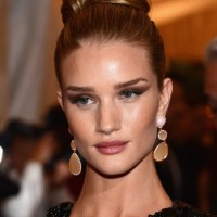 Rosie Huntington-Whiteley Bun Updo Hairstyle 2013