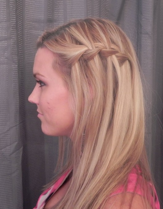 Sideview of Waterfall Braid Hairstyles - A Great Hairstyle for Summer